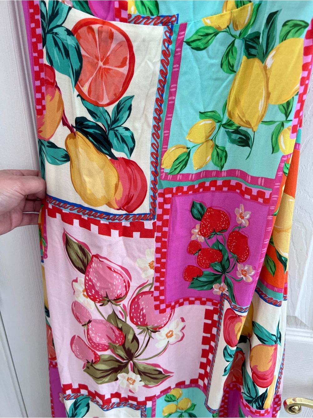 Women’s Floral Fruit Print Maxi Dress in Pink - Picture 2 of 5